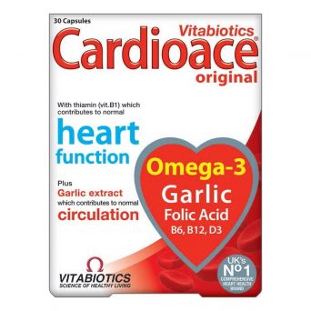 Vitabiotics Cardioace Original Capsules 30’s front view pack shot with heart health support highlights