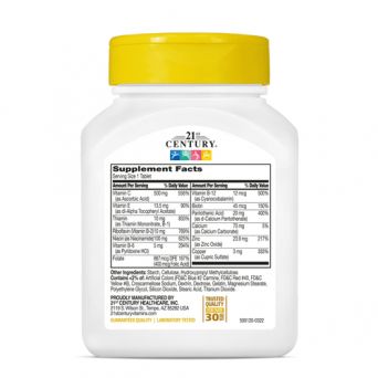 Back label of 21st Century Stress B with Zinc showing product information