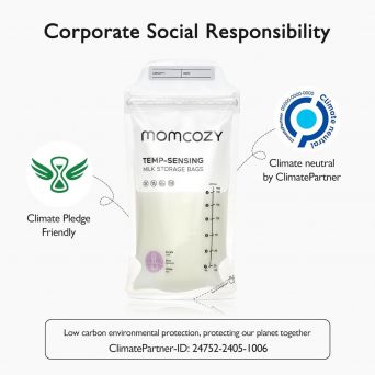 Momcozy Temp-Sensing Milk Storage Bags (180ml/6oz) featuring 