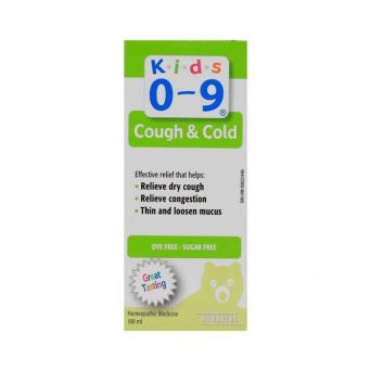 Kids 0-9 Cough & Cold Syrup 100 ml bottle front view – homeopathic relief for child cough & cold UAE
