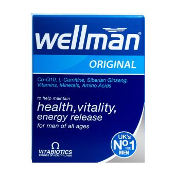 Vitabiotics Wellman Original 30 Tablets front packaging – men’s multivitamin for energy and vitality