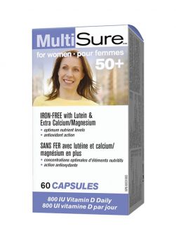 multisure for women 50 plus capsules 60s front view pack with multivitamin and mineral support label