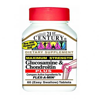Front view of 21st Century Glucosamine Chondroitin Plus 60 Tablets bottle