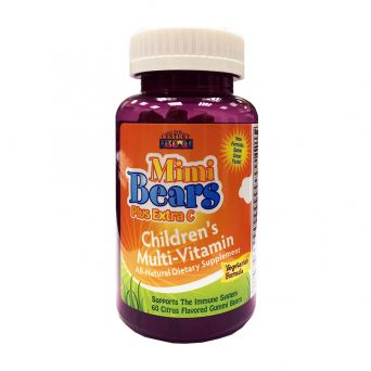 21st Century Mimi Bears Plus Extra C 60 Gummies front bottle – citrus-flavored bear-shaped multivitamin gummy supplement