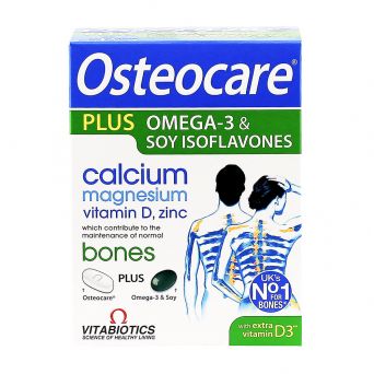 Vitabiotics Osteocare Plus calcium tablets with omega-3 capsules for bone & heart support