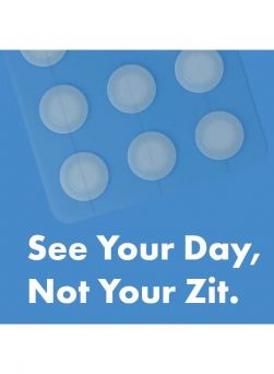 Close up of the mighty patch invisible 24 count, showing its clear hydrocolloid patch tapered edges.