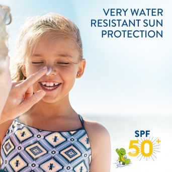 Child applying Cetaphil Sun Kids SPF50+ Lotion – very water resistant sun protection