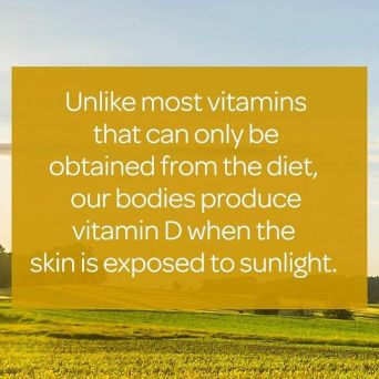 Educational graphic explaining that Vitamin D is naturally produced when skin is exposed to sunlight