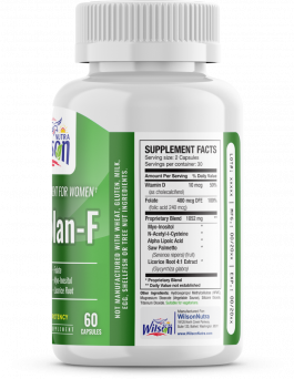 Wilson Fertiplan-F Supplement Bottle – Side View with Supplement Facts