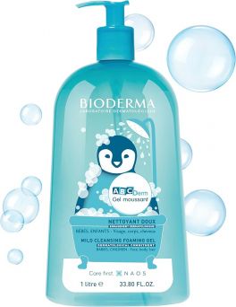 Bioderma Abcderm Gel Moussant Mild Cleansing Foaming Gel 1000ml with bubble design