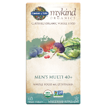 Garden of Life Mykind Organics Whole Food Multivitamin For Men 40+, 60 Tablets