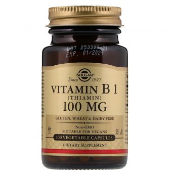 Solgar Vitamin B1 (Thiamin) 100 Mg Vegetable Capsules - Pack of 100