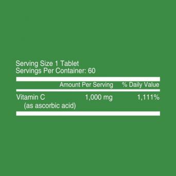 Nutritionl Vitamin C 1000mg with Rose Hips supplement facts and nutrition label
