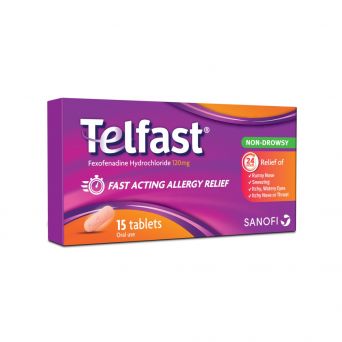 Telfast 120mg Anti-Allergy Tablets for Quick Allergy Relief 15's