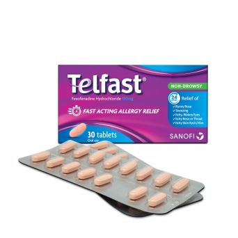 Telfast 180mg Anti-Allergy Tablets for Quick Allergy Relief 30's