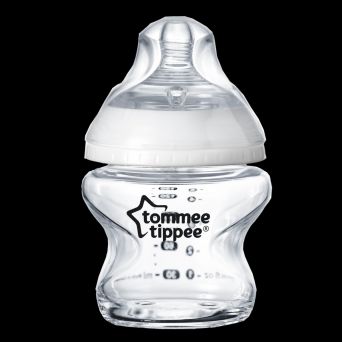 Tommee Tippee Closer to Nature Glass Feeding Bottle, 150ml x 1 -Clear