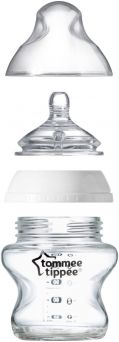 Tommee Tippee Closer to Nature Glass Feeding Bottle, 150ml x 1 -Clear