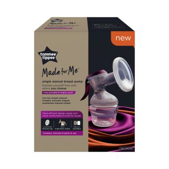 Tommee Tippee Made for Me Manual Breast Pump with soft, cushioned silicone cup and narrow neck for hand strain reduction