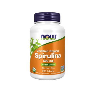 Now Spirulina 500 mg, Organic 200 Tablets