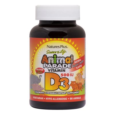 Natures Plus Animal Parade Vitamin D3 500 Iu Children`S Chewable - Black Cherry Flavor 90's