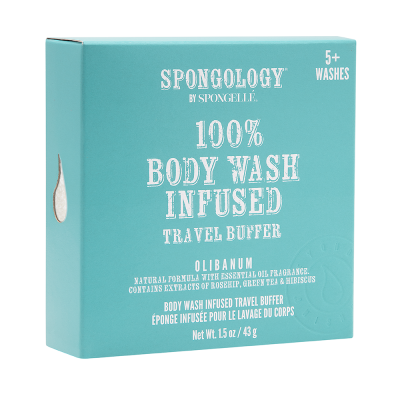 Spongology 100% Body Wash Infused Travel Buffer Olibanum 5+ Washes 1.5Oz/43G